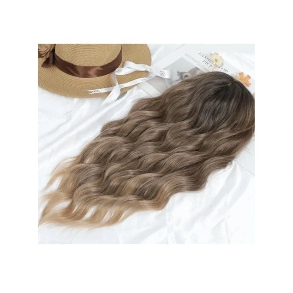 Wavy Long Clip-In Hair Extensions in Ash Brown Ombre - Elegant Volume
